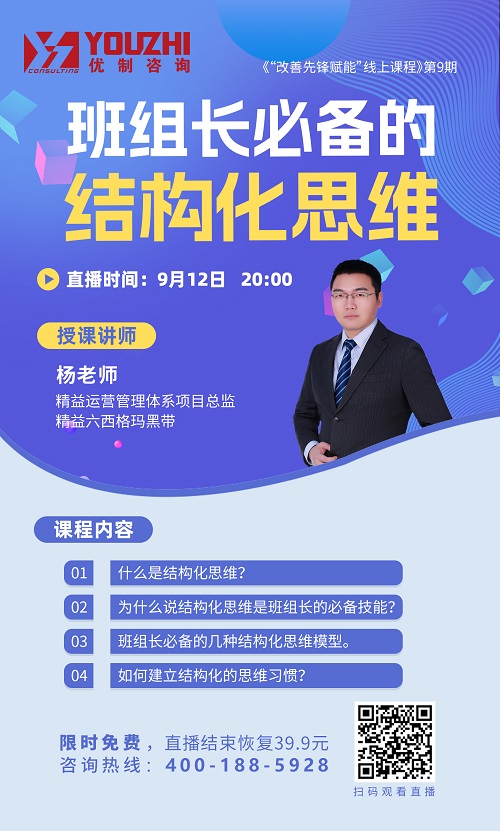 【优制咨询直播微课】2023年9月12日：班组长必备的结构化思维